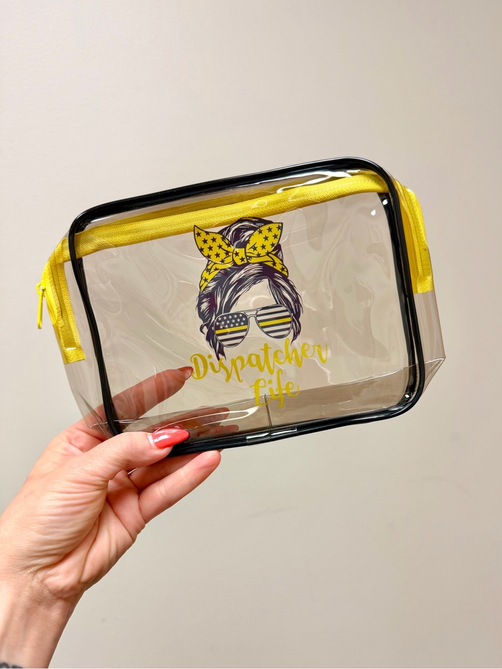 911 Emergency Dispatcher Gift 💛 Clear PVC Makeup Bag Cosmetics Case - Picture 7 of 9